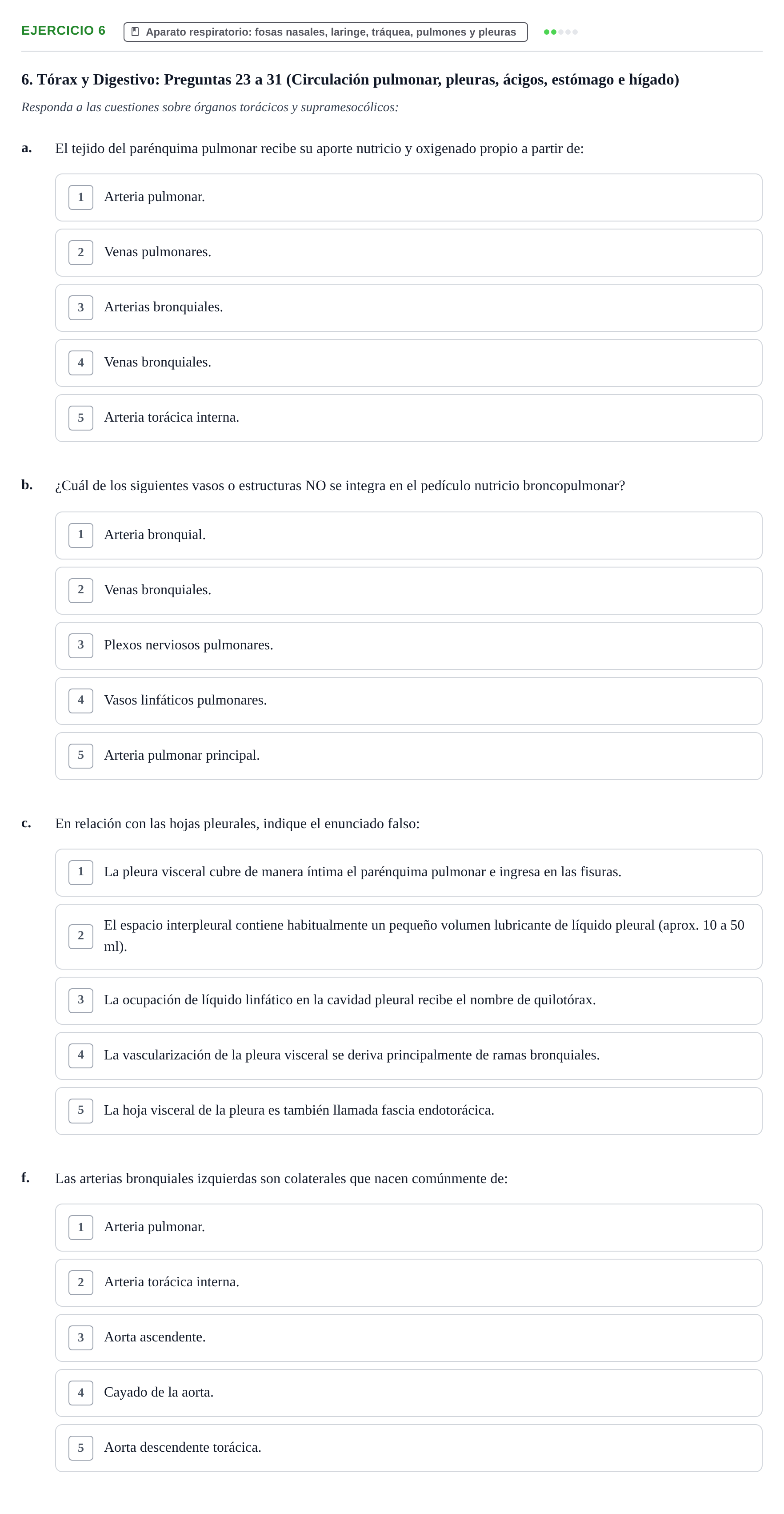 Enunciado: Ejercicio 6 - Aparato respiratorio · Anatomía y Embriología de Órganos y Sistemas UB Examen Parcial de Anatomía Humana - Unidad IV