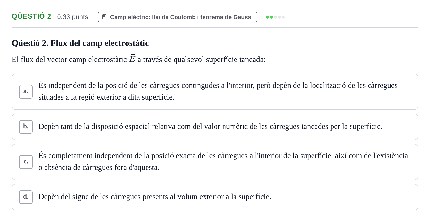 Enunciado: Ejercicio Qüestió 2 · Fundamentos de Electromagnetismo y Óptica UB Juny 2023