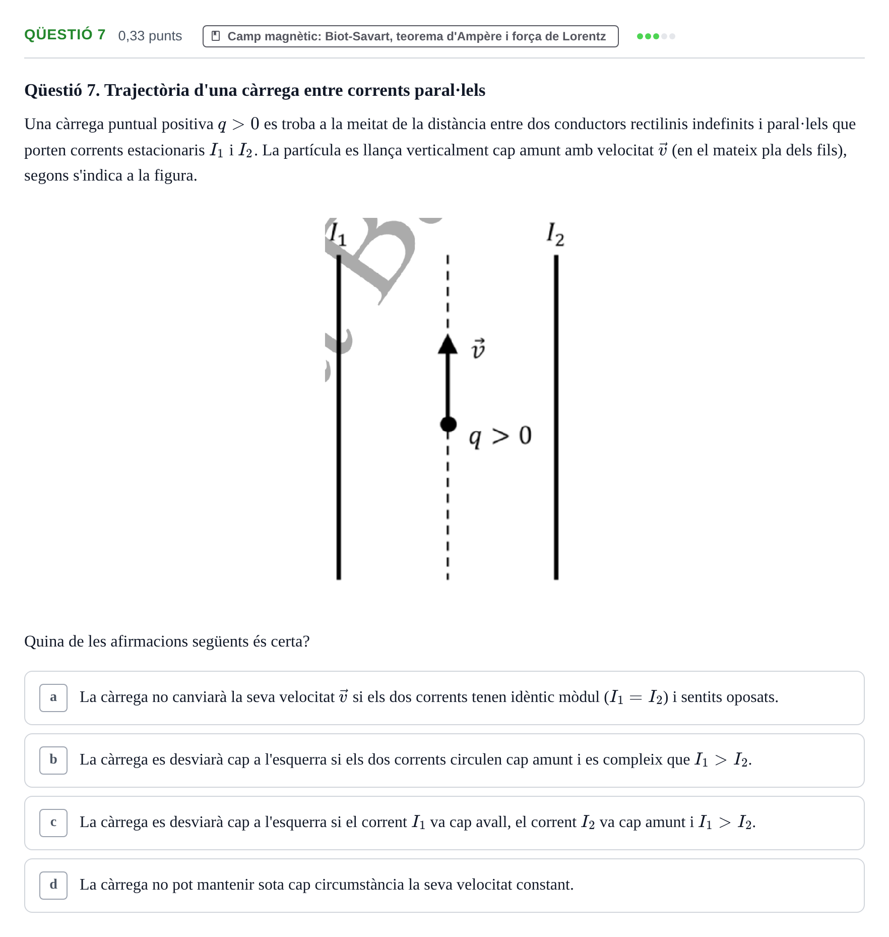 Enunciado: Ejercicio Qüestió 7 · Fundamentos de Electromagnetismo y Óptica UB Juny 2023