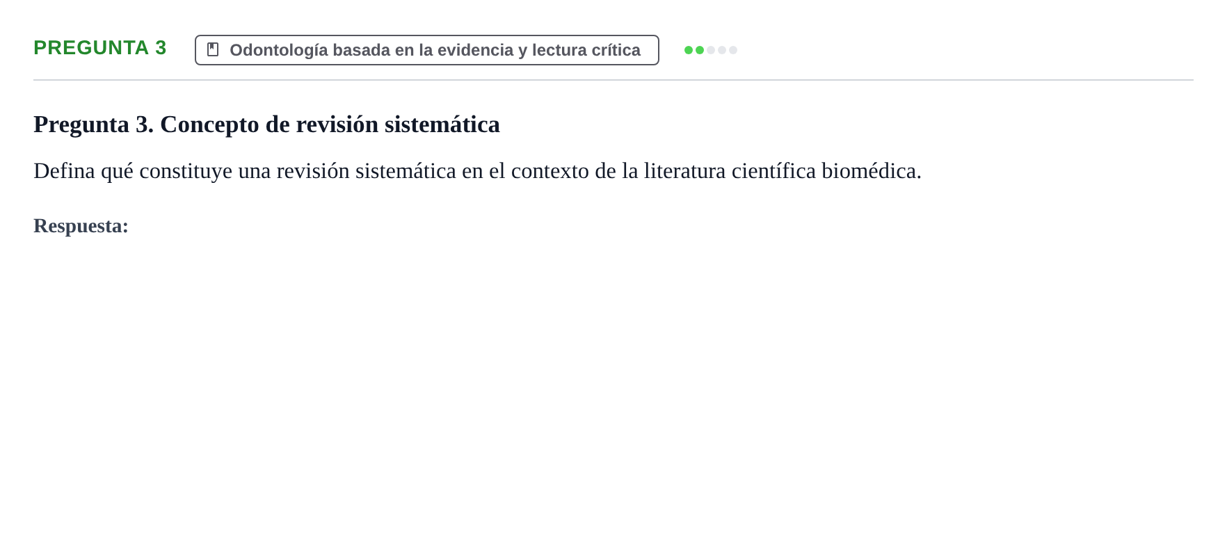Enunciado: Pregunta 3 · Odontología Preventiva y Comunitaria UB Examen de Odontología Preventiva y Comunitaria