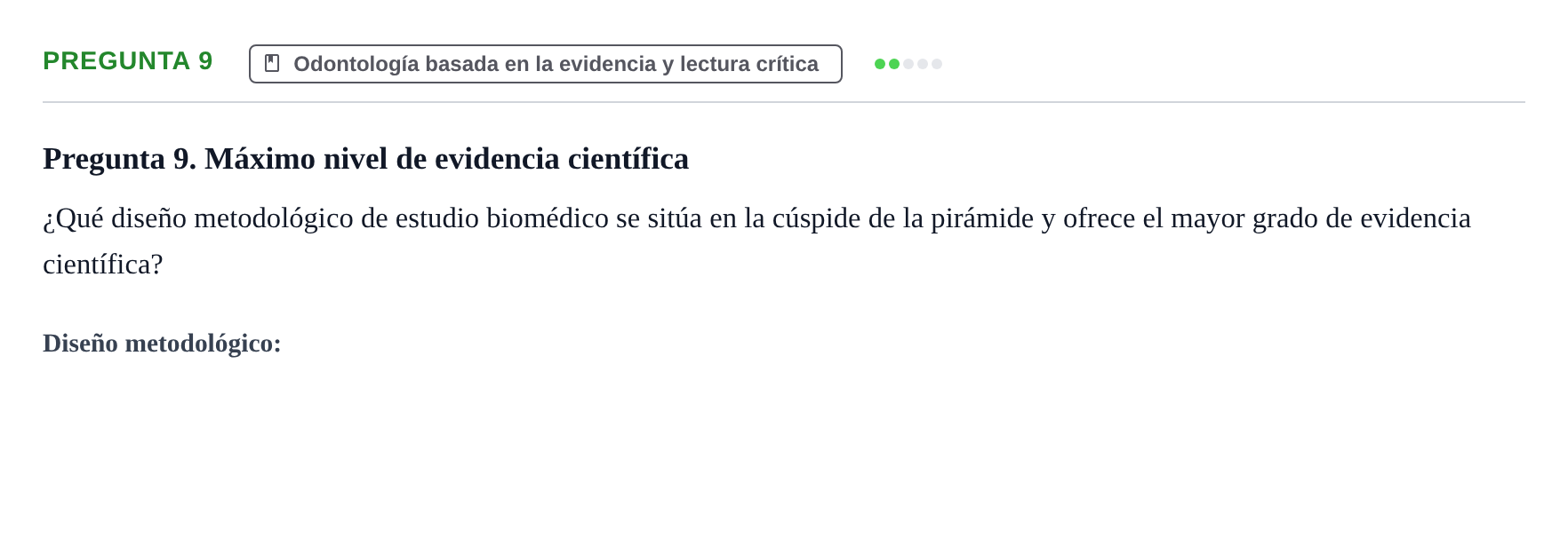 Enunciado: Pregunta 9 · Odontología Preventiva y Comunitaria UB Examen de Odontología Preventiva y Comunitaria