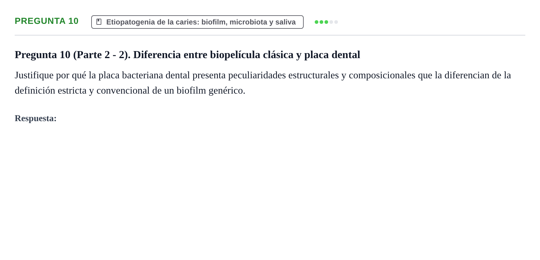 Enunciado: Pregunta 10 · Odontología Preventiva y Comunitaria UB 2015
