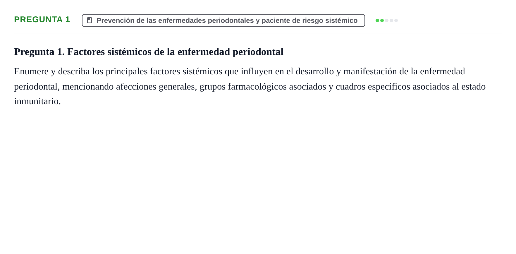 Enunciado: Pregunta 1 · Odontología Preventiva y Comunitaria UB 2015