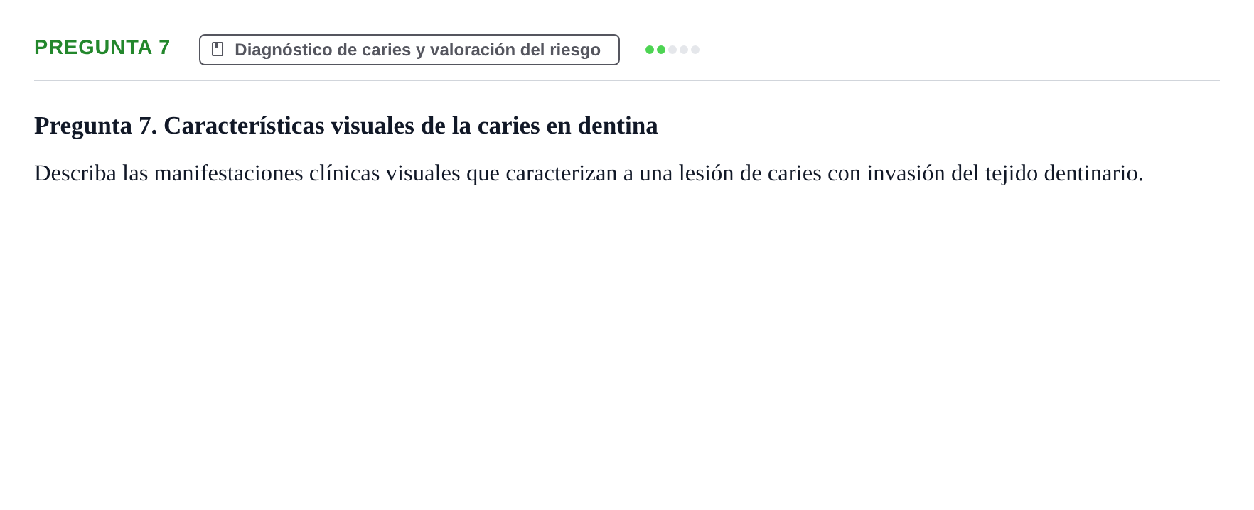 Enunciado: Pregunta 7 · Odontología Preventiva y Comunitaria UB 2015