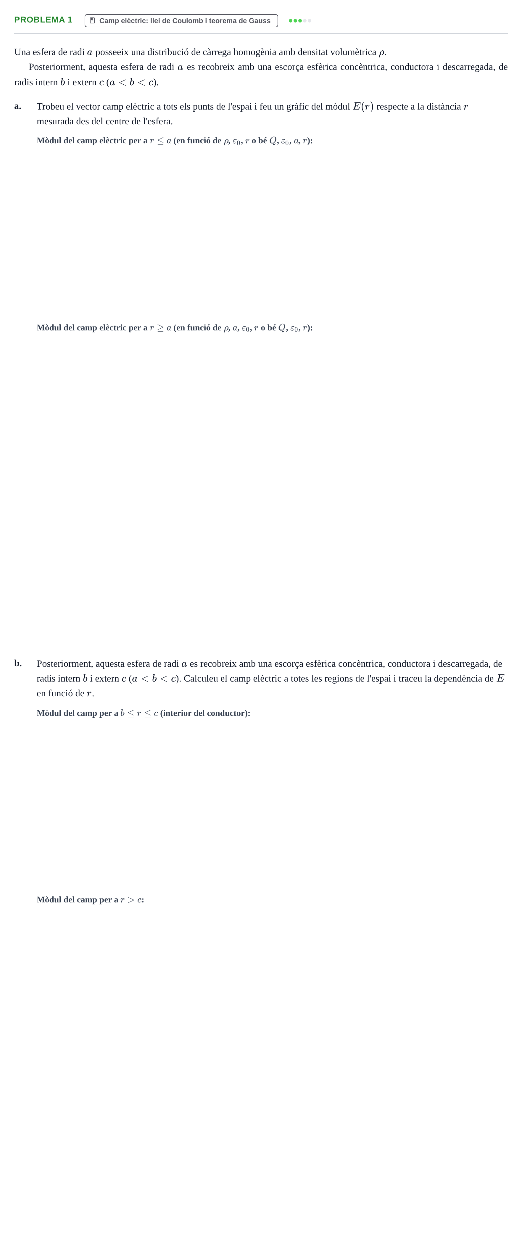Enunciado: Problema 1 - Camp elèctric · Fundamentos de Electromagnetismo y Óptica UB 2018