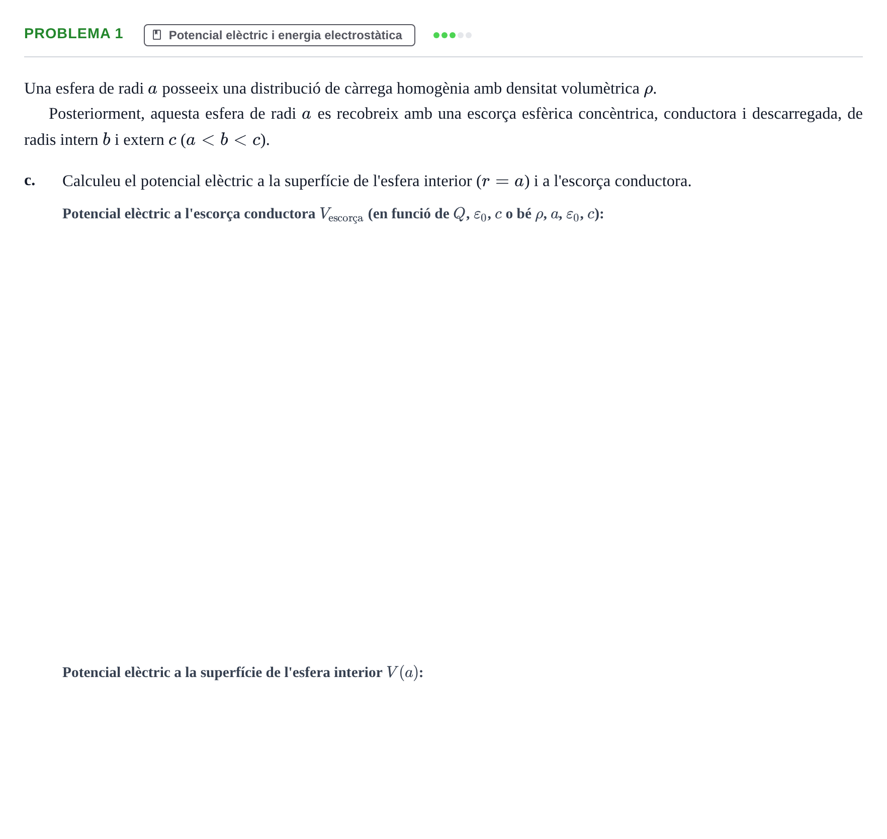Enunciado: Problema 1 - Potencial elèctric · Fundamentos de Electromagnetismo y Óptica UB 2018