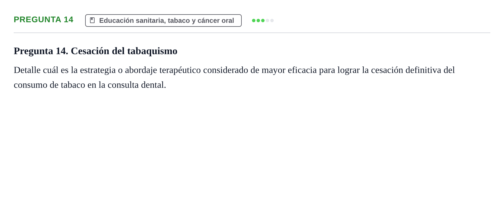 Enunciado: Pregunta 14 · Odontología Preventiva y Comunitaria UB Juny 2014