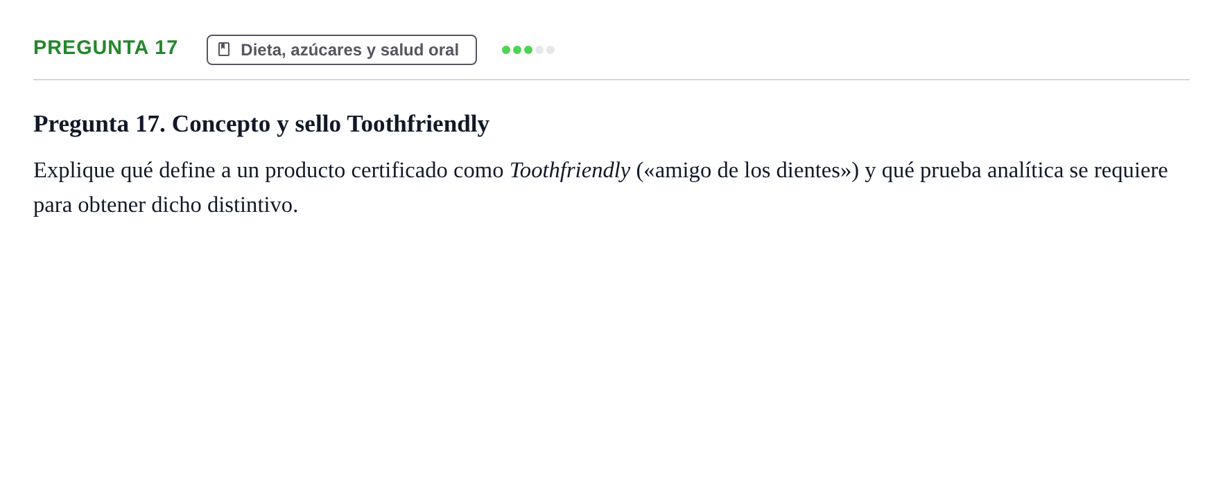 Enunciado: Pregunta 17 · Odontología Preventiva y Comunitaria UB Juny 2014