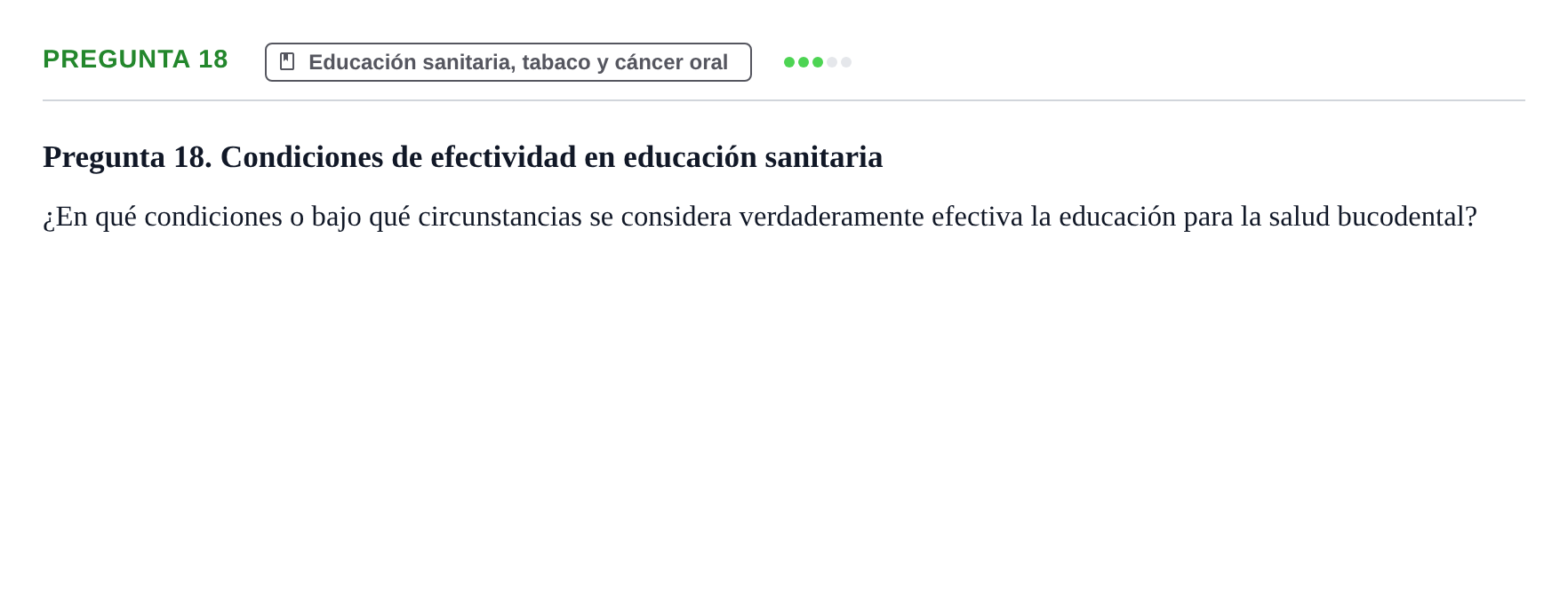 Enunciado: Pregunta 18 · Odontología Preventiva y Comunitaria UB Juny 2014