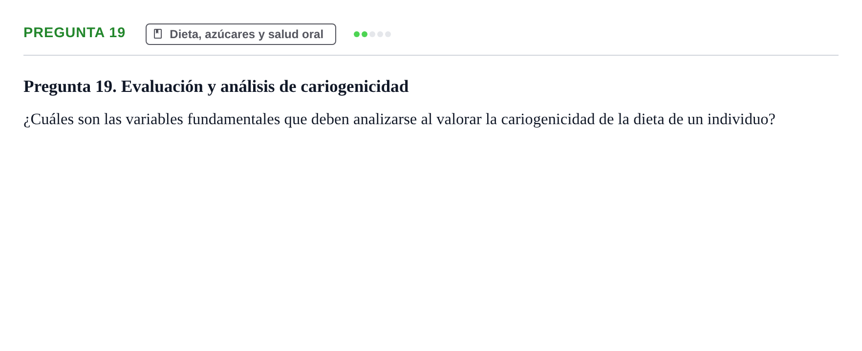 Enunciado: Pregunta 19 · Odontología Preventiva y Comunitaria UB Juny 2014