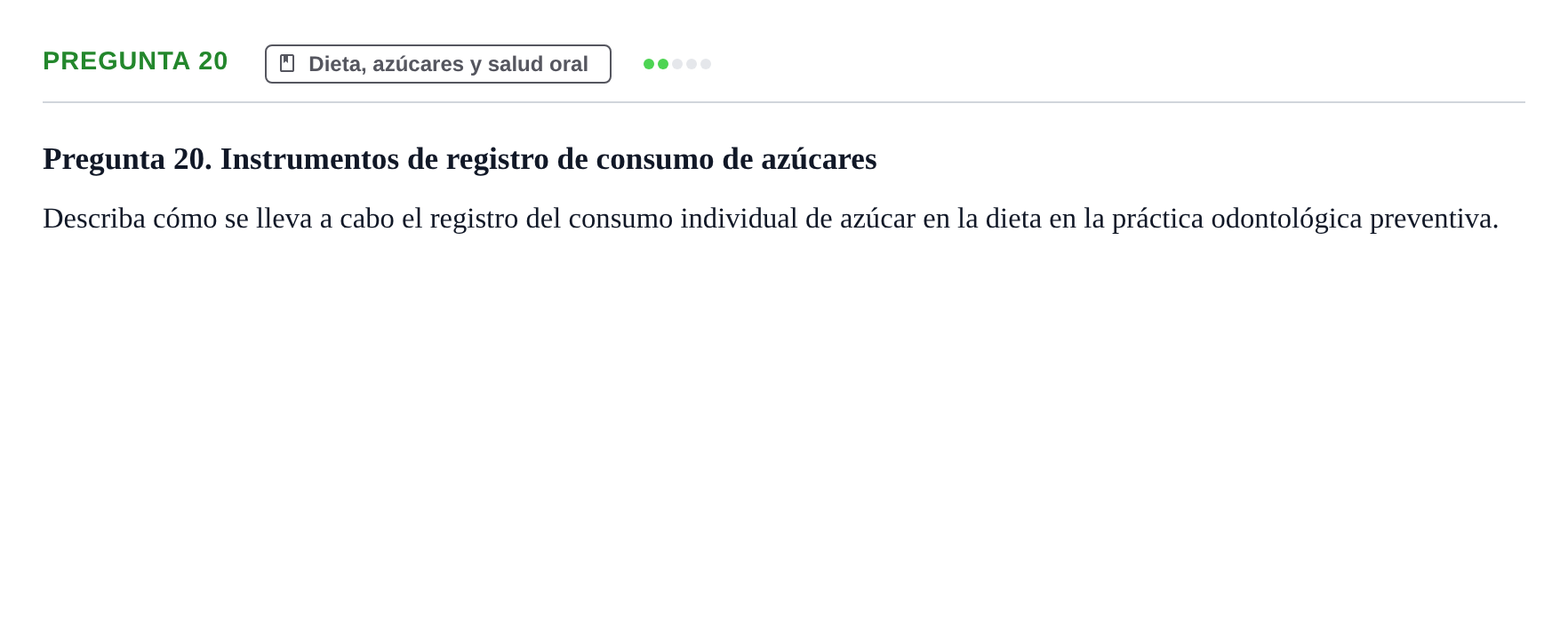 Enunciado: Pregunta 20 · Odontología Preventiva y Comunitaria UB Juny 2014