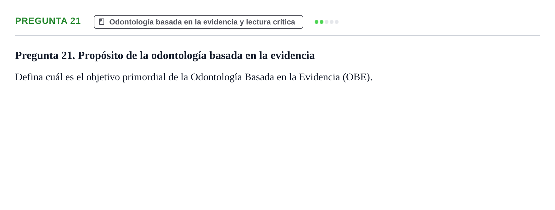 Enunciado: Pregunta 21 · Odontología Preventiva y Comunitaria UB Juny 2014