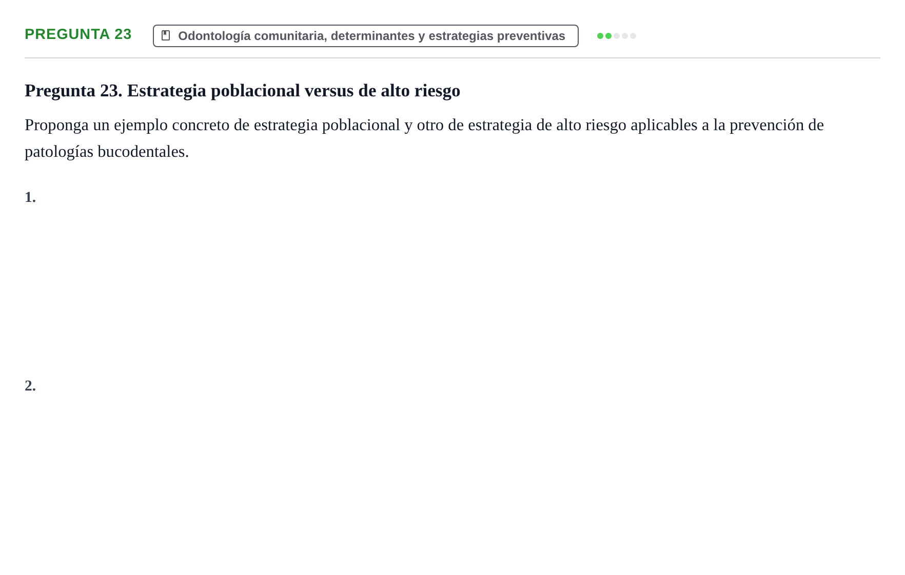 Enunciado: Pregunta 23 · Odontología Preventiva y Comunitaria UB Juny 2014