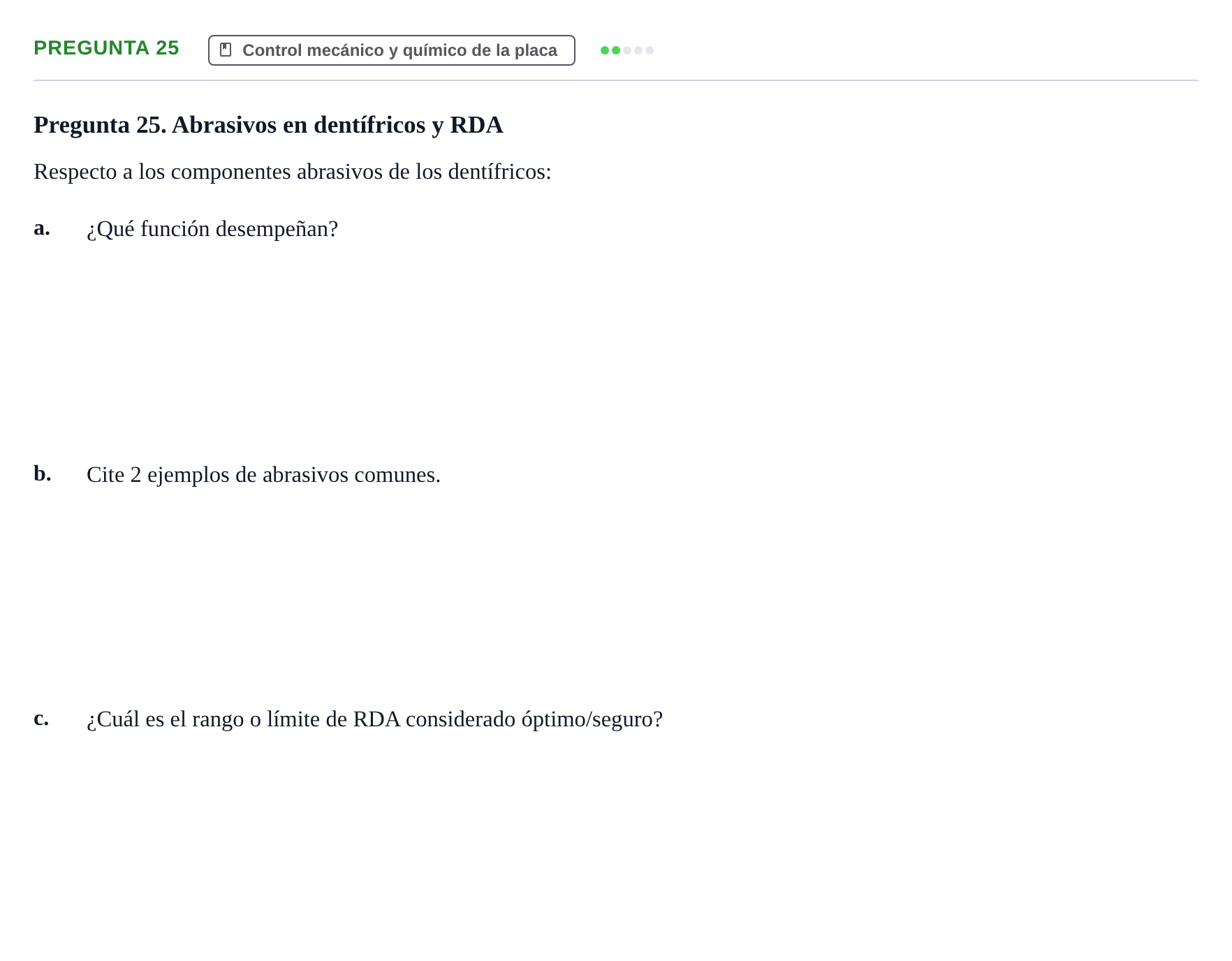 Enunciado: Pregunta 25 · Odontología Preventiva y Comunitaria UB Juny 2014