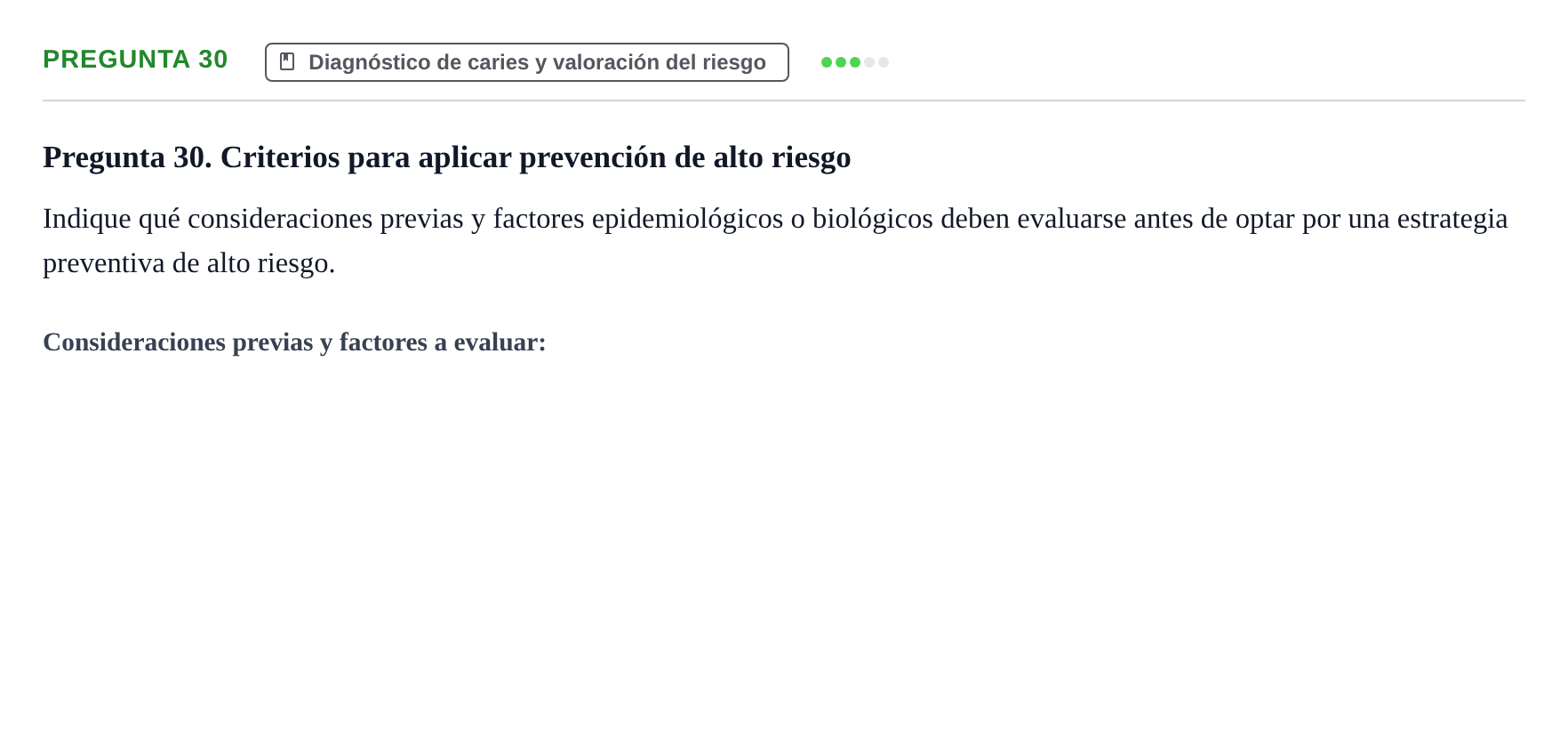 Enunciado: Pregunta 30 · Odontología Preventiva y Comunitaria UB Juny 2014