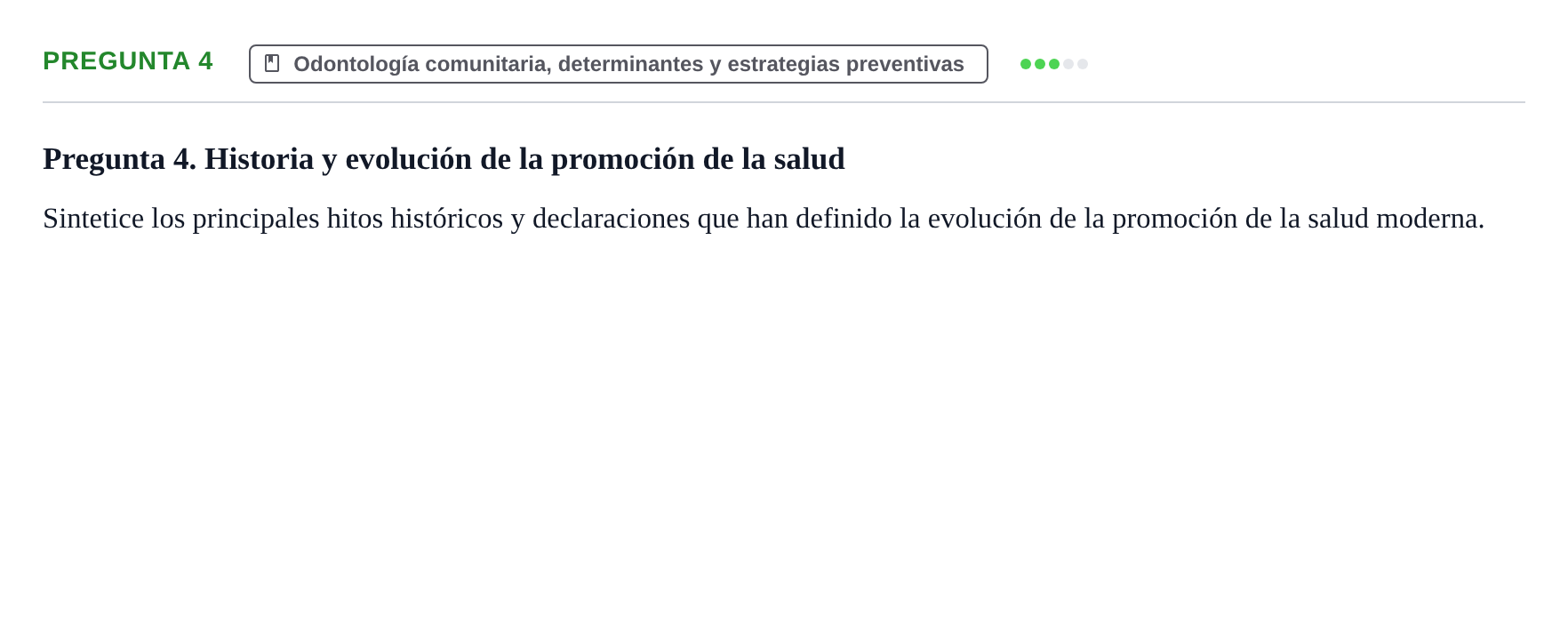 Enunciado: Pregunta 4 · Odontología Preventiva y Comunitaria UB Juny 2014