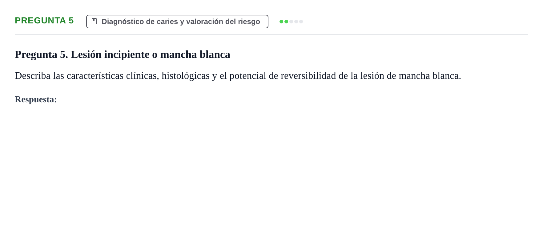 Enunciado: Pregunta 5 · Odontología Preventiva y Comunitaria UB Juny 2014