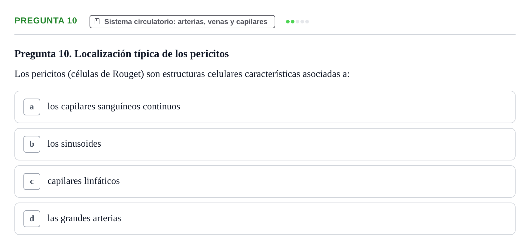Enunciado: Pregunta 10 · Histología UB 2005