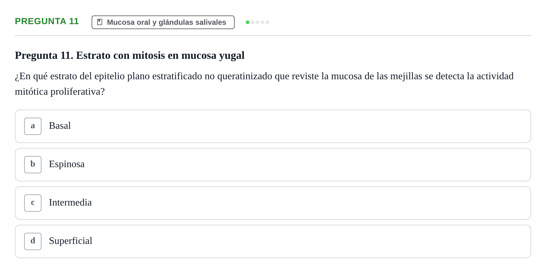 Enunciado: Pregunta 11 · Histología UB 2005