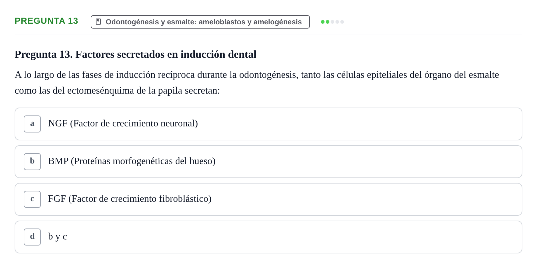 Enunciado: Pregunta 13 · Histología UB 2005