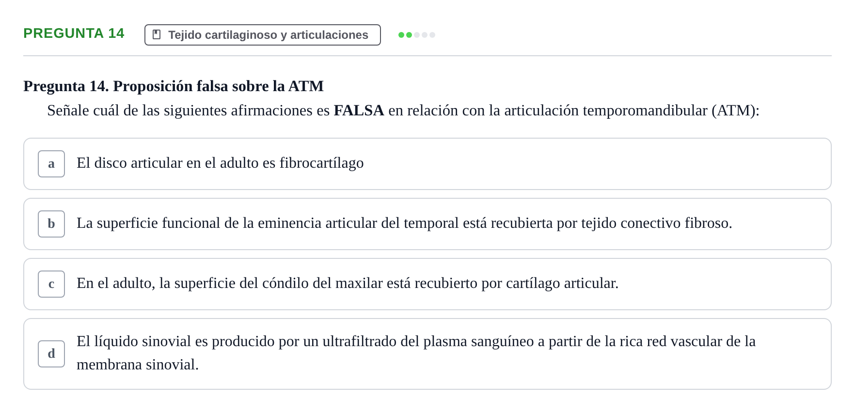 Enunciado: Pregunta 14 · Histología UB 2005