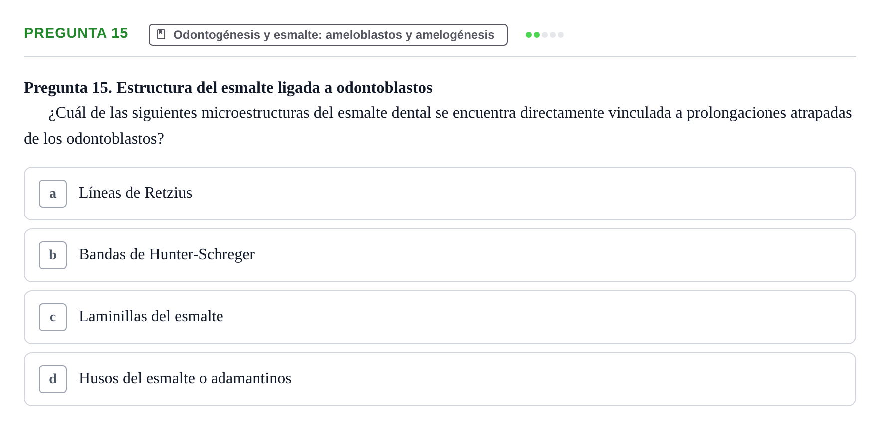 Enunciado: Pregunta 15 · Histología UB 2005