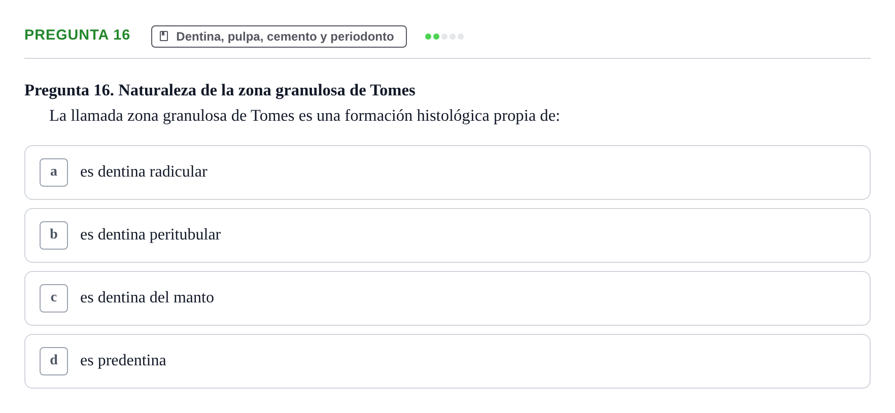 Enunciado: Pregunta 16 · Histología UB 2005
