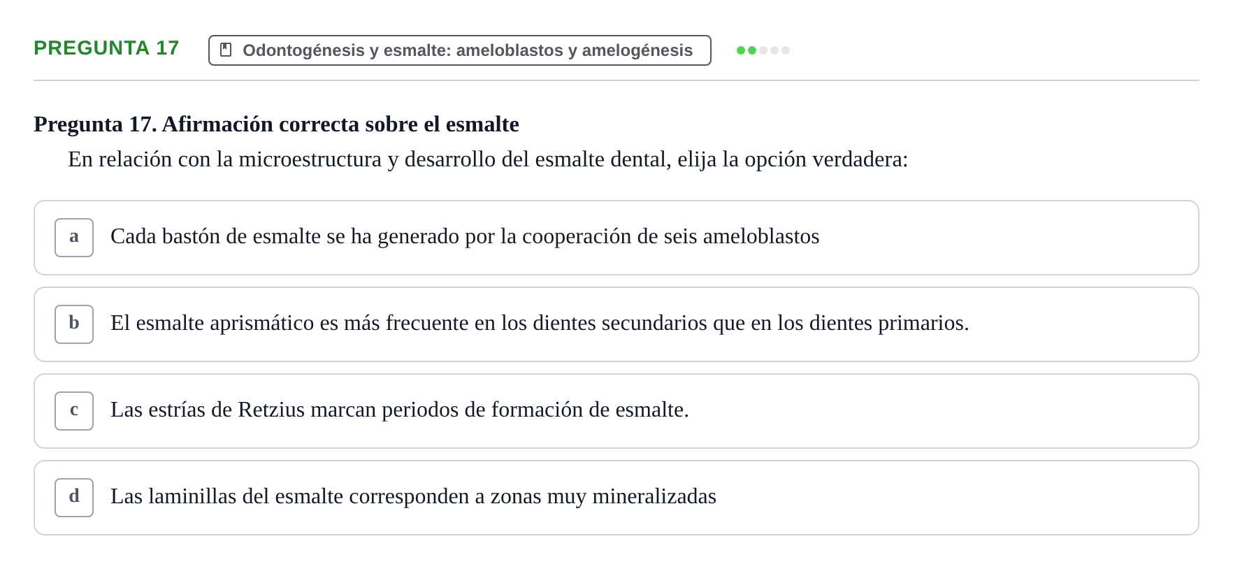 Enunciado: Pregunta 17 · Histología UB 2005