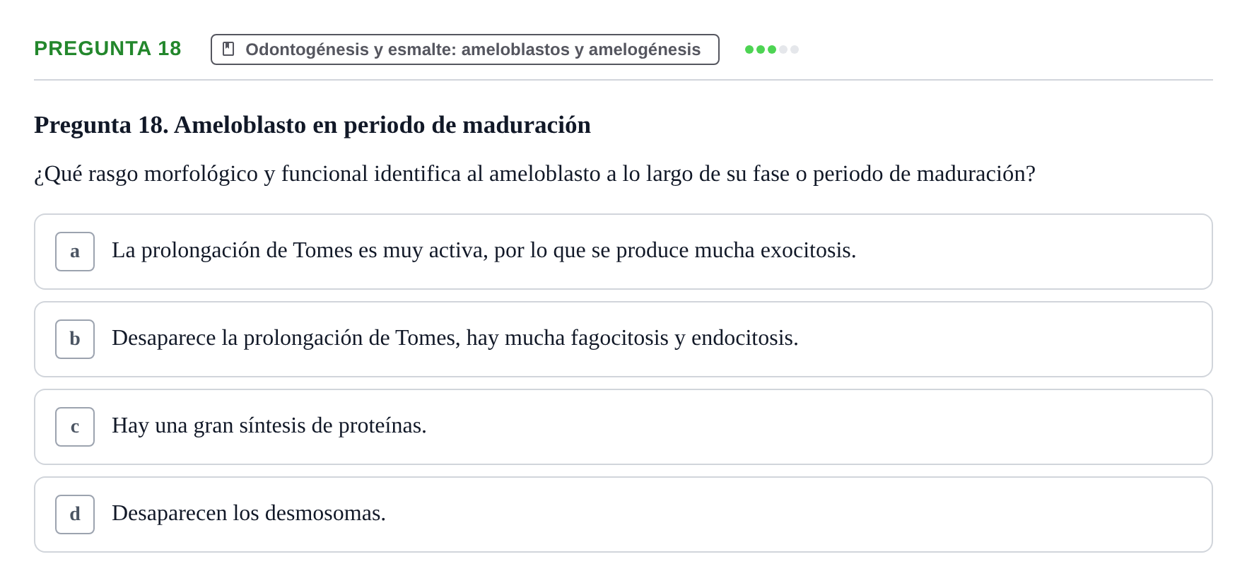 Enunciado: Pregunta 18 · Histología UB 2005