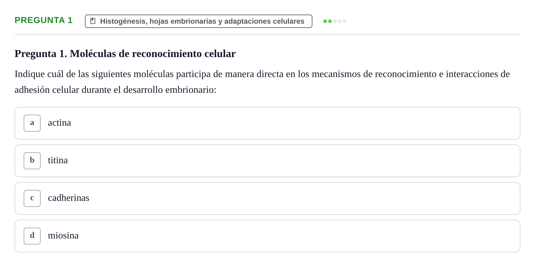 Enunciado: Pregunta 1 · Histología UB 2005