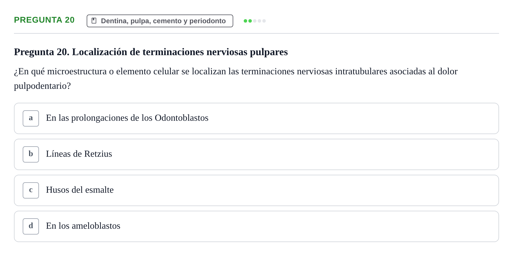 Enunciado: Pregunta 20 · Histología UB 2005