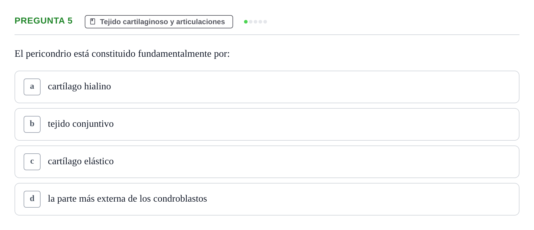 Enunciado: Pregunta 5 · Histología UB 2005