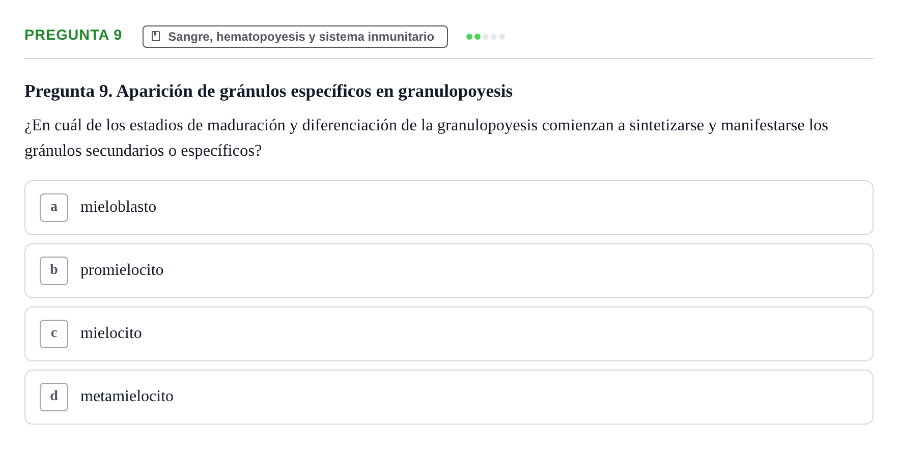 Enunciado: Pregunta 9 · Histología UB 2005