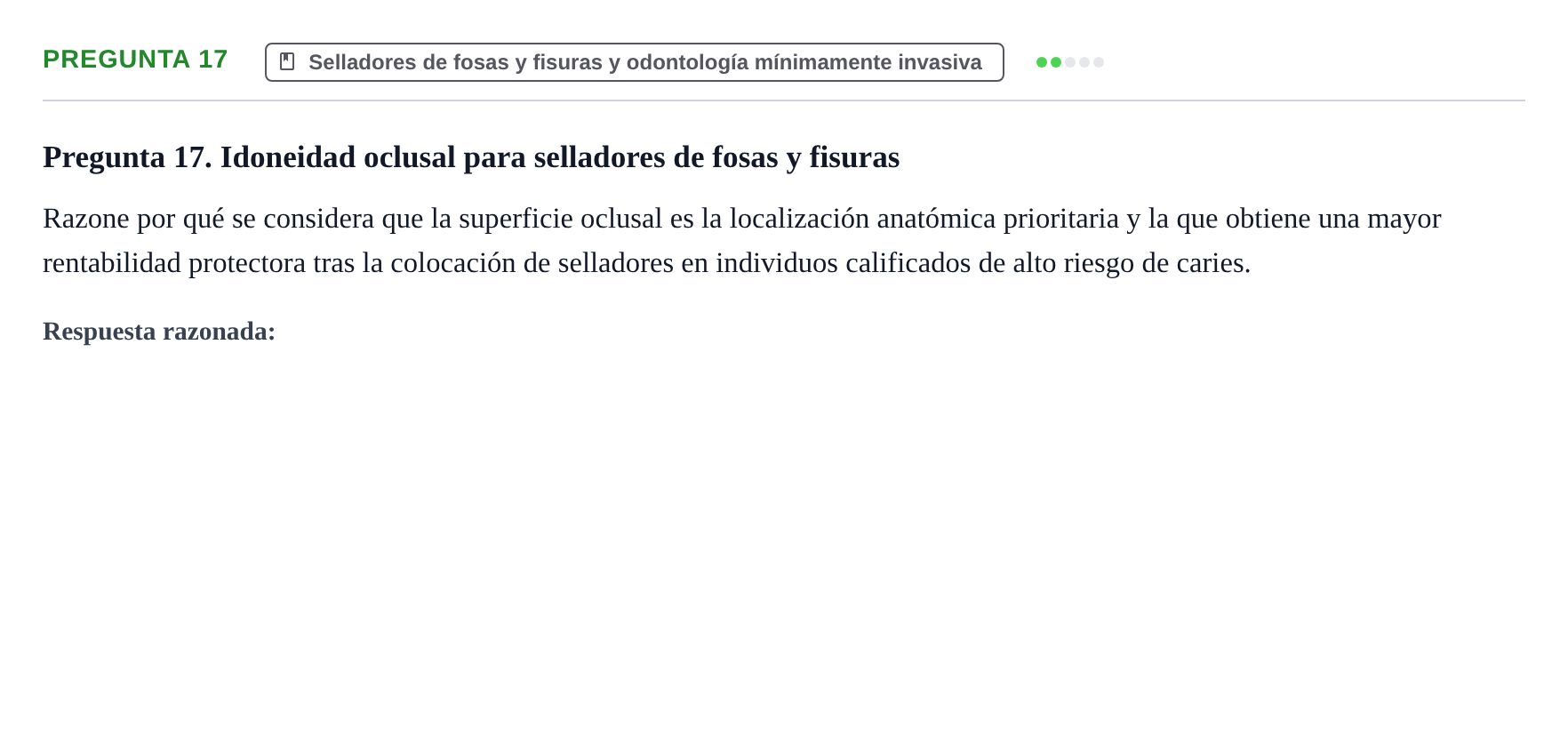 Enunciado: Pregunta 17 · Odontología Preventiva y Comunitaria UB 2020