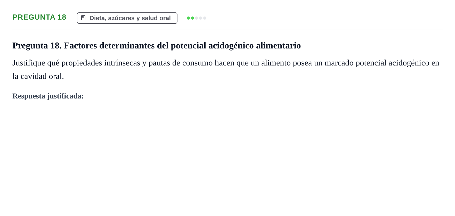 Enunciado: Pregunta 18 · Odontología Preventiva y Comunitaria UB 2020