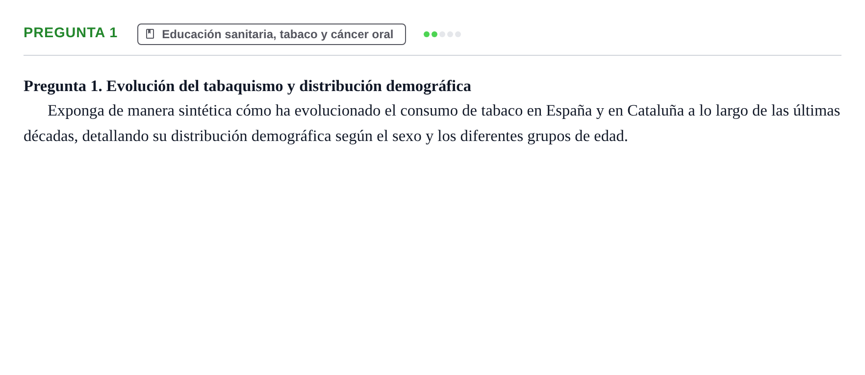 Enunciado: Pregunta 1 · Odontología Preventiva y Comunitaria UB 2020