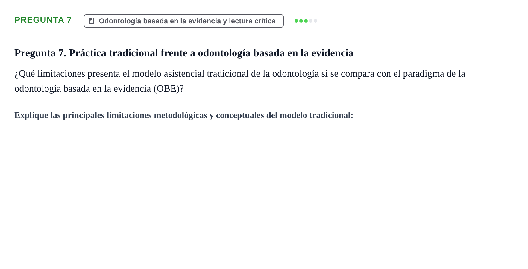 Enunciado: Pregunta 7 · Odontología Preventiva y Comunitaria UB 2020