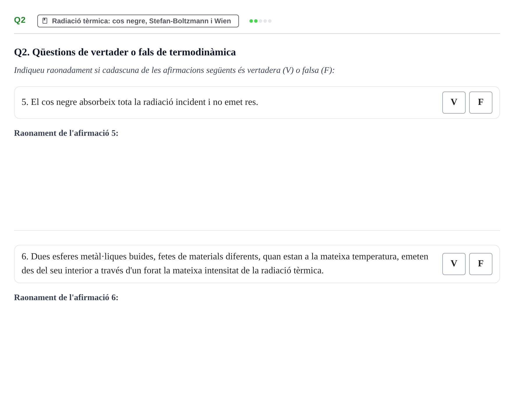 Enunciado: Ejercicio Q2 - Radiació tèrmica · Fundamentos de Ondas, Fluidos y Termodinámica UB 2015