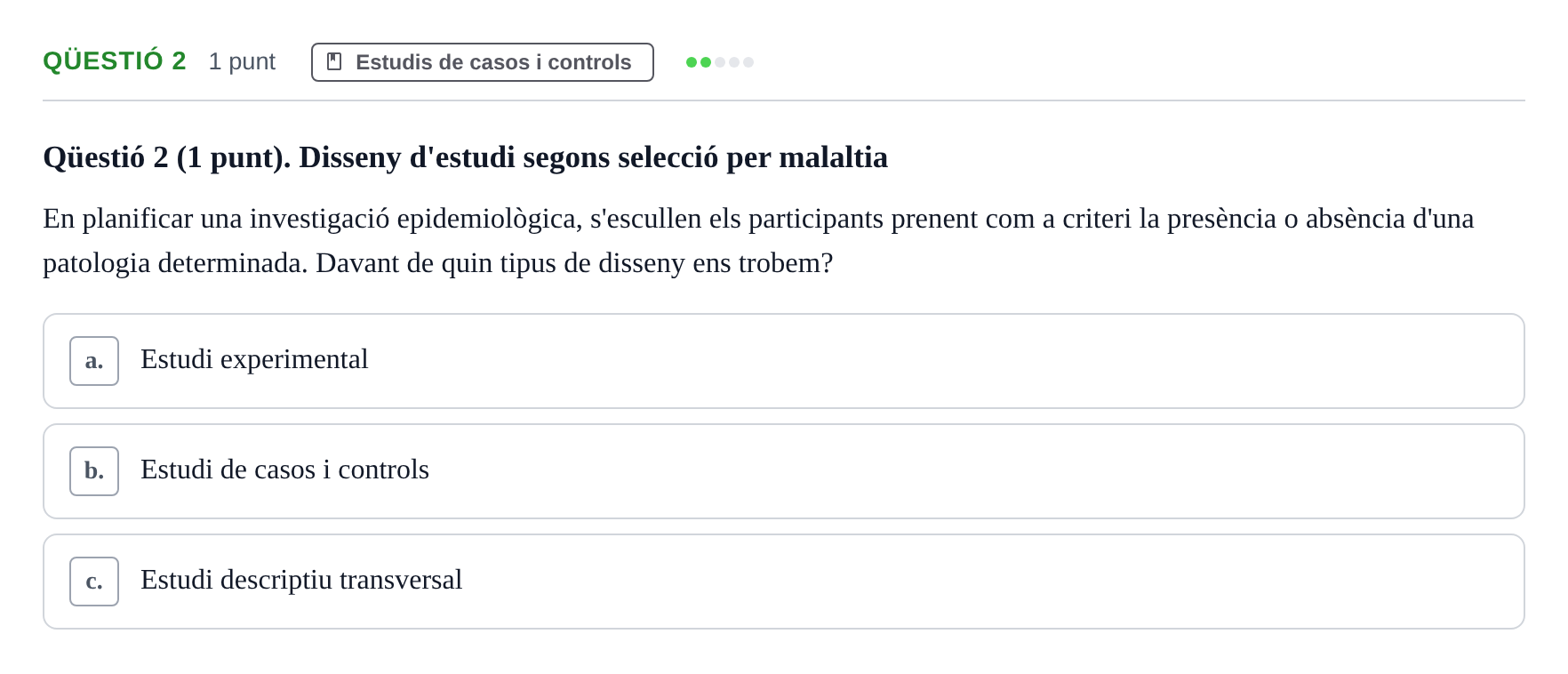 Enunciado: Ejercicio Qüestió 2 · Epidemiología, Salud Pública y Bioestadística UB Avaluació Continuada: Epidemiologia (30 de novembre)