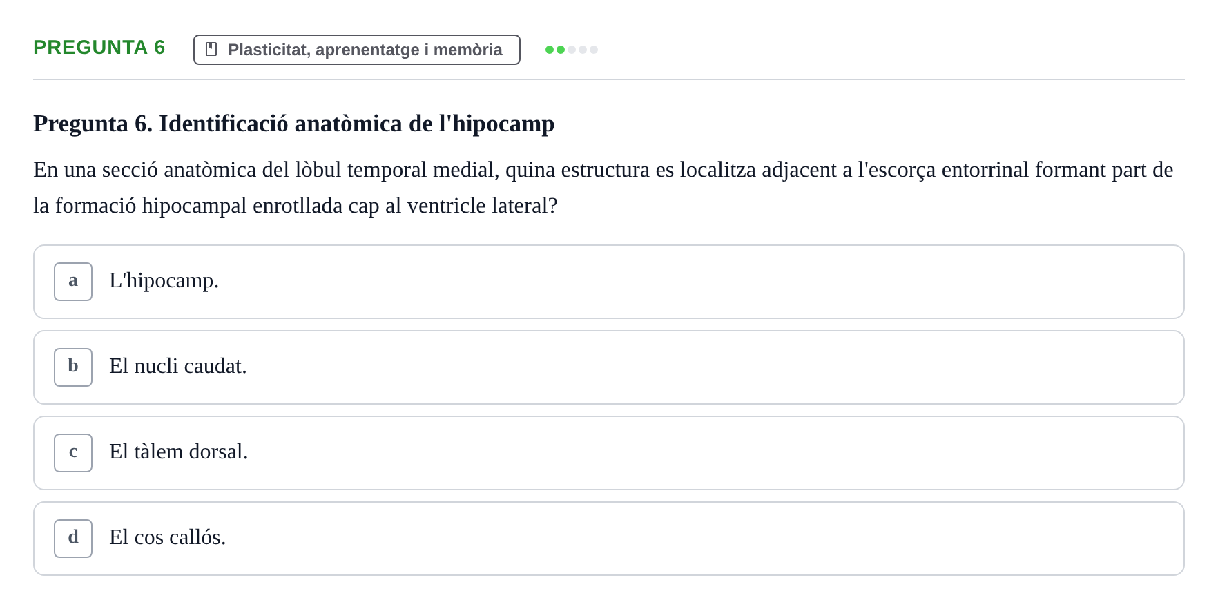 Enunciado: Pregunta 6 · Psicobiología UB 2024