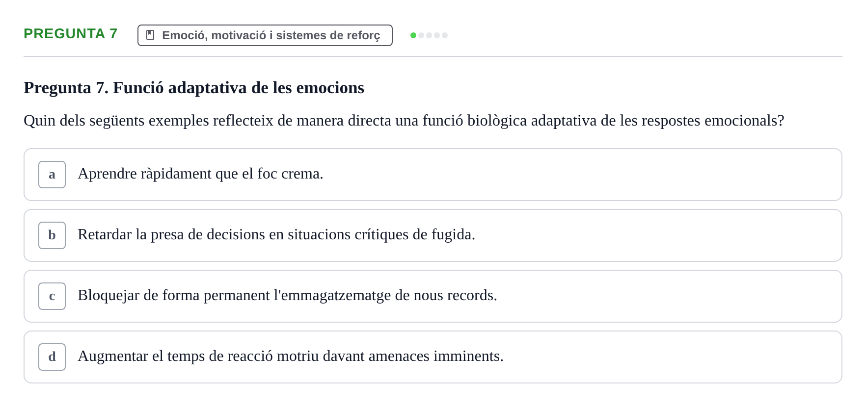 Enunciado: Pregunta 7 · Psicobiología UB 2024