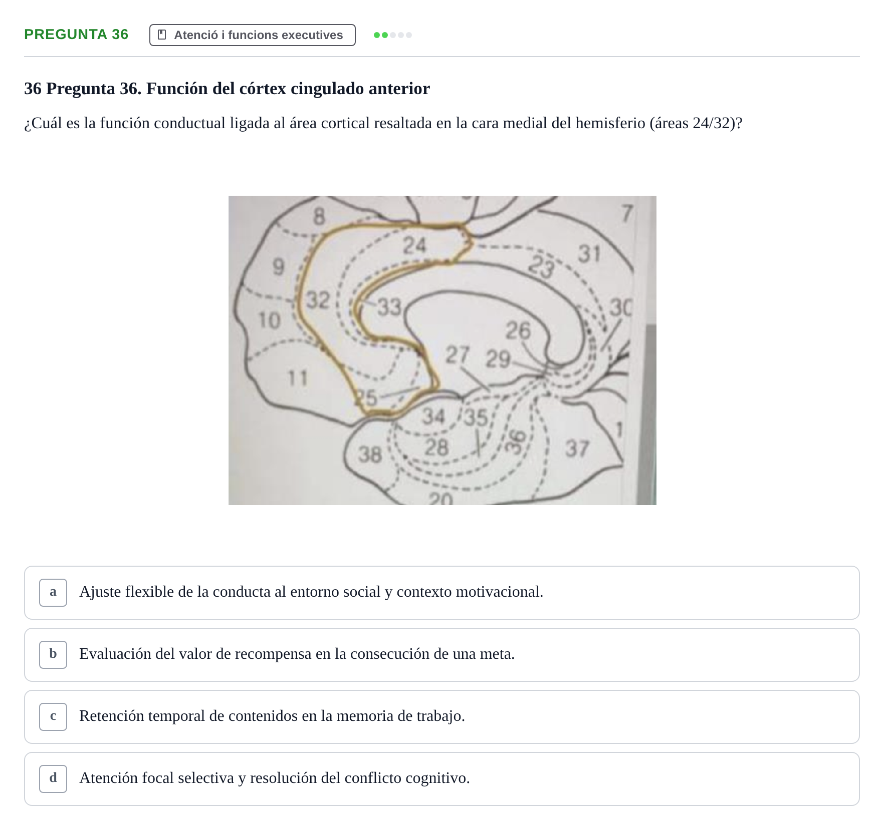 Enunciado: Pregunta 36 · Psicobiología UB Examen Segon Parcial de Psicobiología