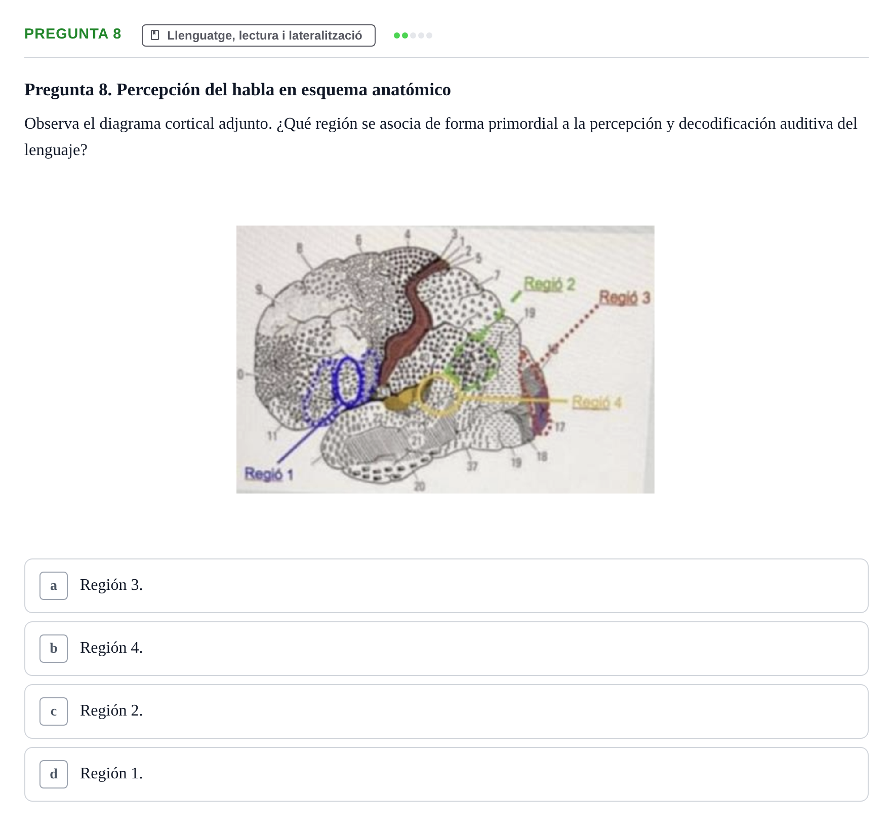 Enunciado: Pregunta 8 · Psicobiología UB Examen Segon Parcial de Psicobiología