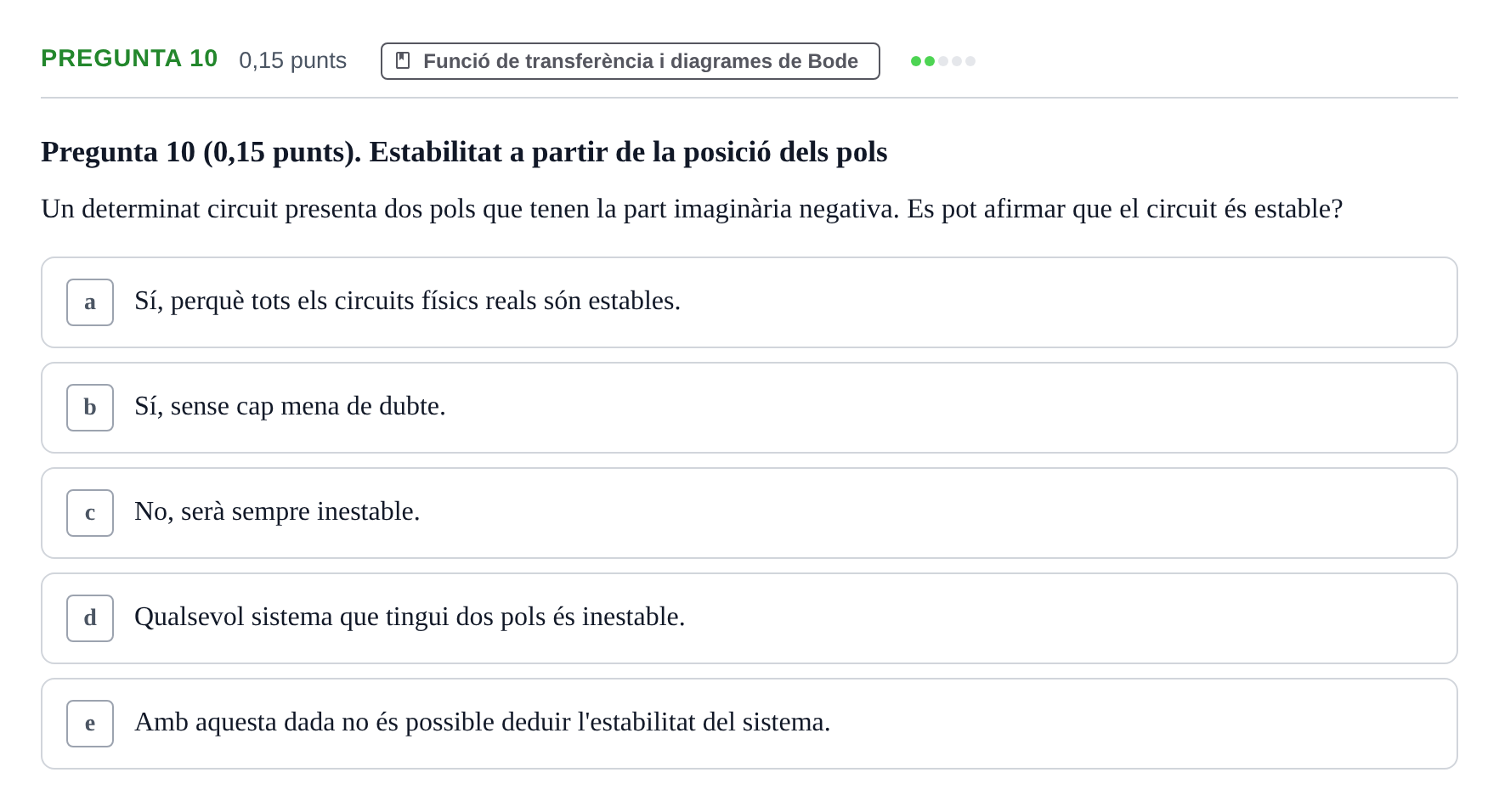 Enunciado: Pregunta 10 · Electrónica UB 2017