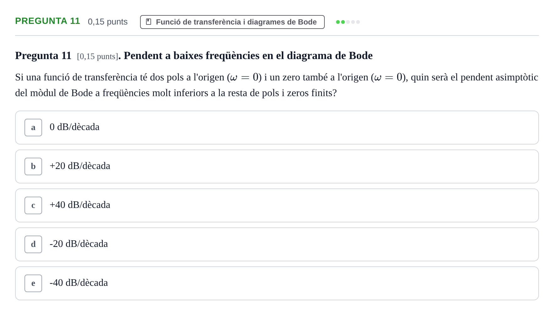 Enunciado: Pregunta 11 · Electrónica UB 2017