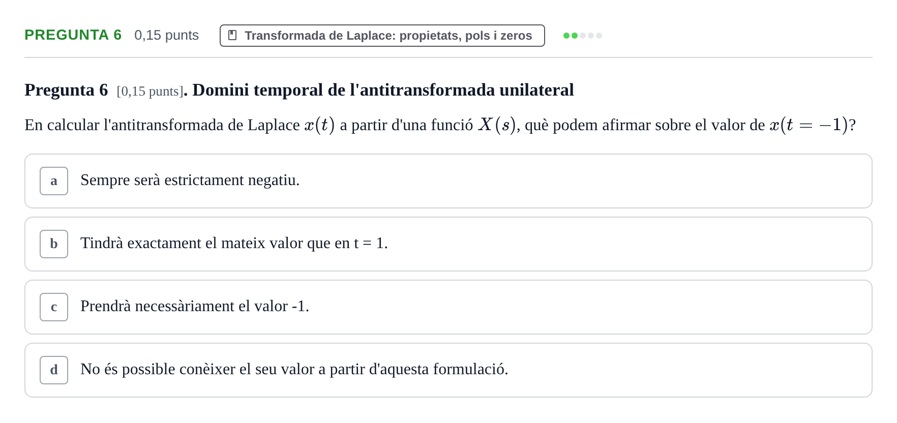 Enunciado: Pregunta 6 · Electrónica UB 2017