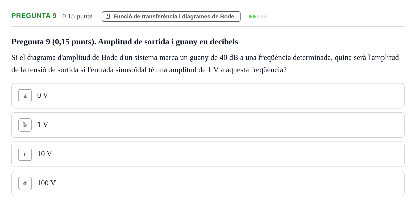 Enunciado: Pregunta 9 · Electrónica UB 2017