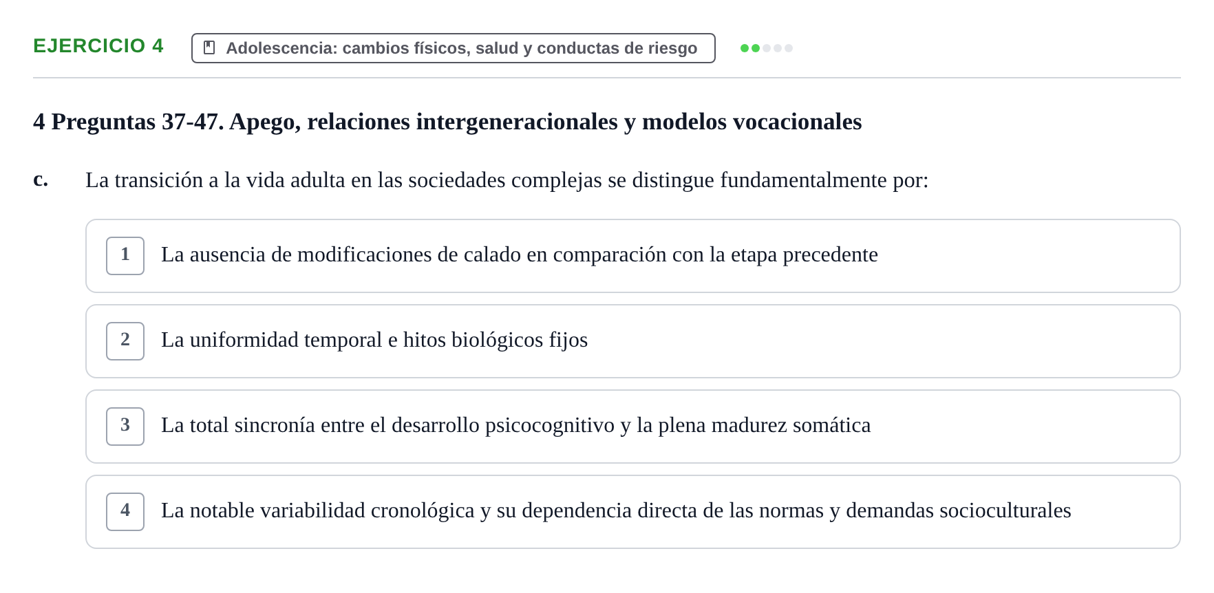 Enunciado: Ejercicio 4 - Adolescencia: cambios físicos, salud y conduc… · Desenvolupament en l'Adolescencia, Maduresa i Senectut UB Examen Final: Psicología del Desarrollo en la Adolescencia, Madurez y Senectud