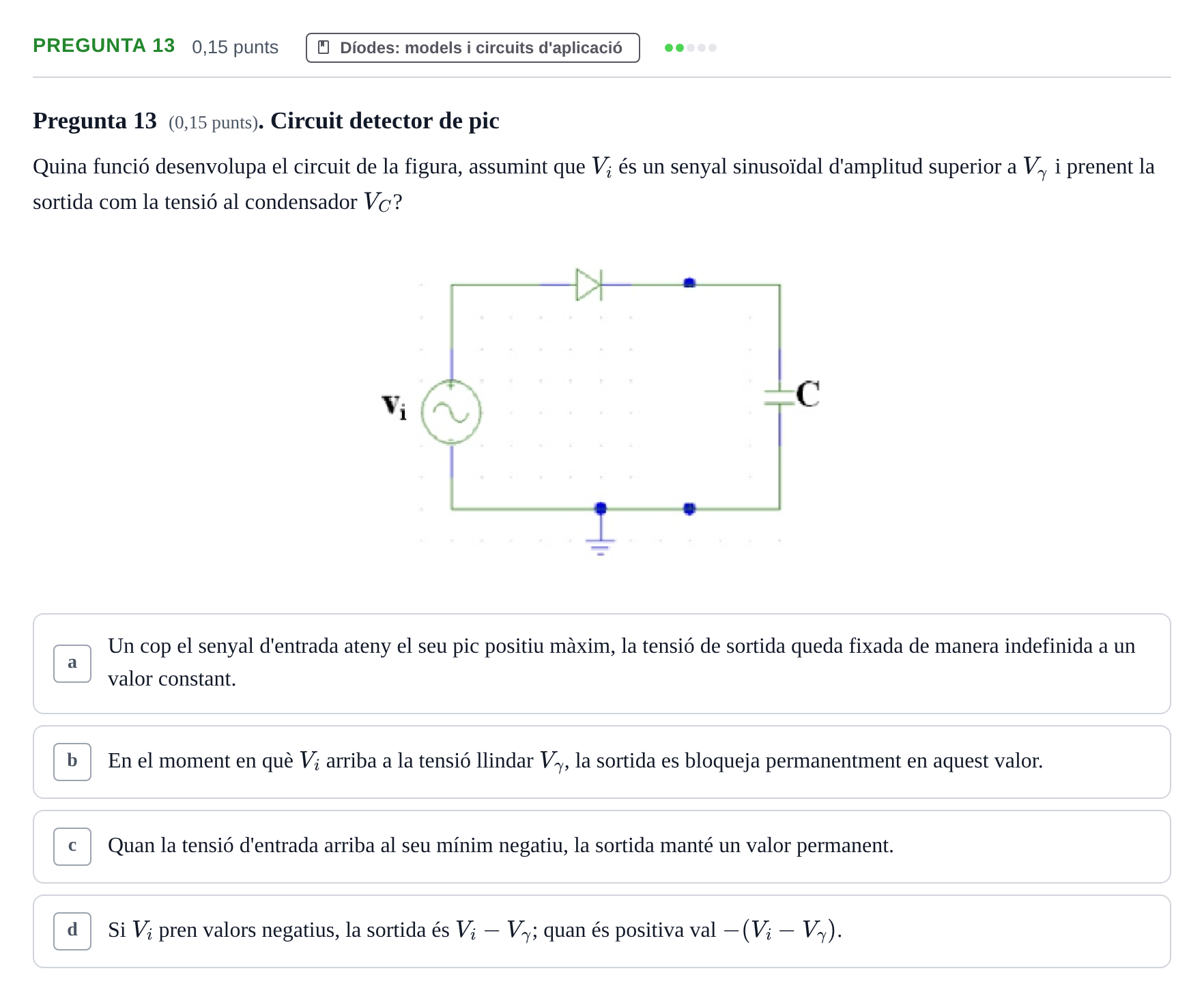 Enunciado: Pregunta 13 · Electrónica UB 2016