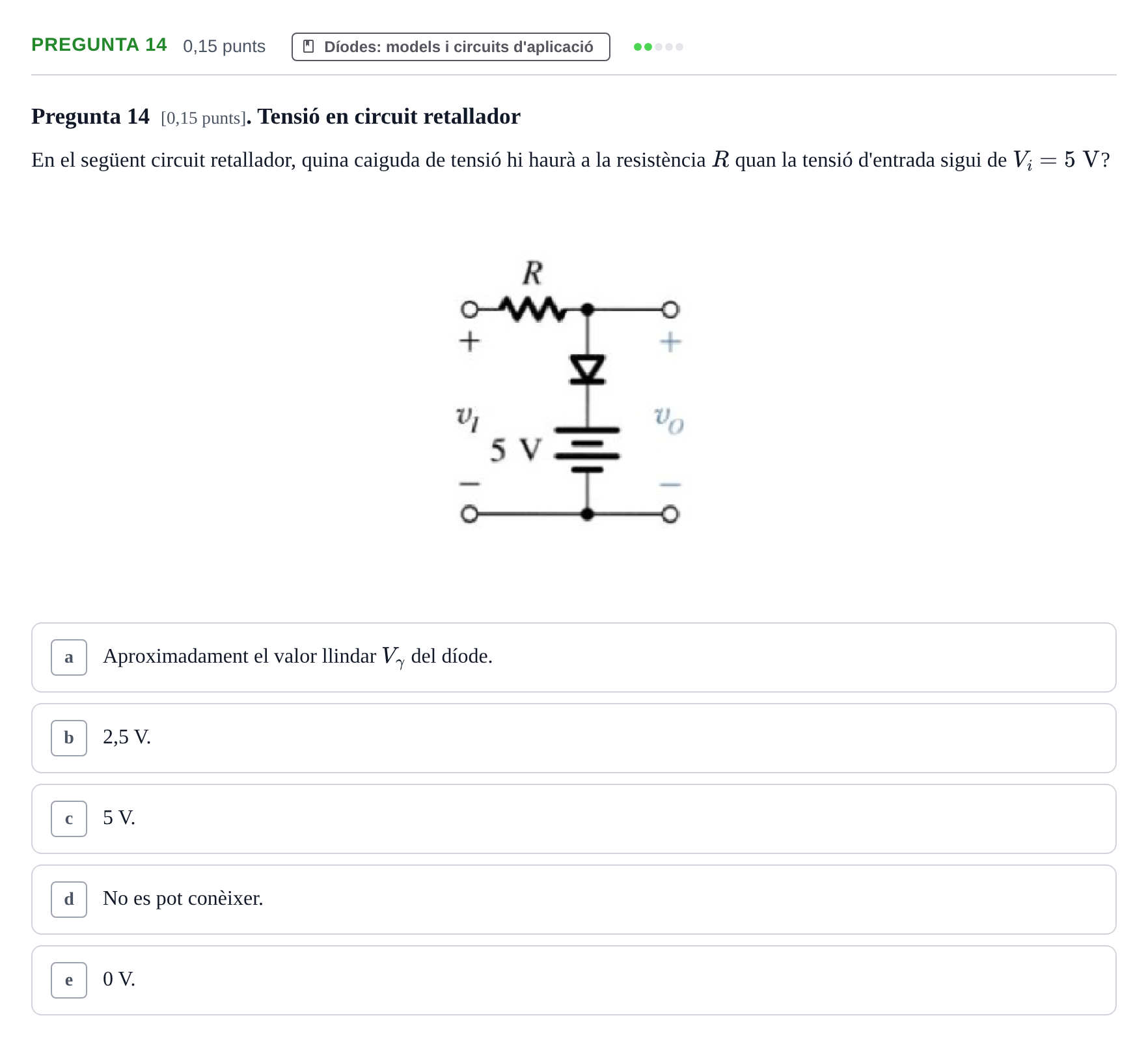 Enunciado: Pregunta 14 · Electrónica UB 2016